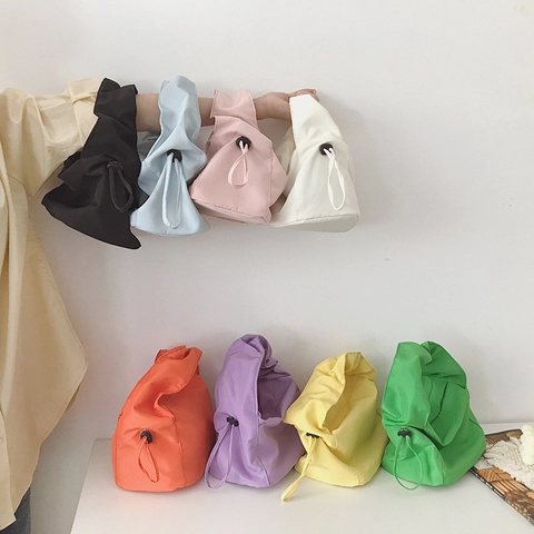 Minimalist Underarm Baguette Bag Polyester Ruched Knotted Handle Casual Handbag For Women