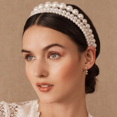 Elegant Faux Artificial Pearl Headband Handmade Hairbands Wedding Party Fashion Hair Accessories For Women Girls