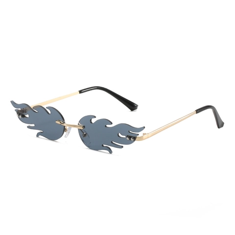Gafas De Sol Con Forma De Llama Sin Montura Marco De Metal Protección UV400 Tendencia Estética Irregular Unisex