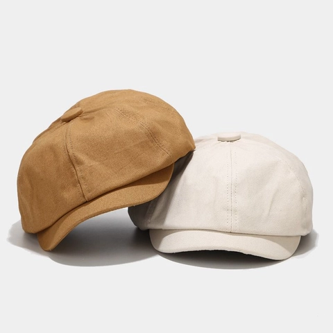 Newsboy Cap Cotton Twill 8 Panel Octagonal Hat Retro Casual Solid Color Breathable Sunshade Streetwear For Men Women