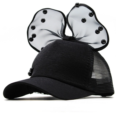 Cappello Da Baseball Per Bambine Rete Traspirante Cappello Da Sole Fiocco Grande Künstliche Perle Principessa Dolce