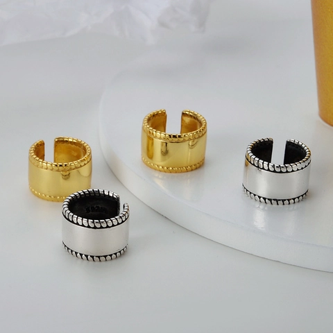 925 Sterling Silver Twisted Rope Ear Cuffs For Women Men Minimalist Distressed Retro Gold Silver Wide Band Non Piercing Earrings Jewelry