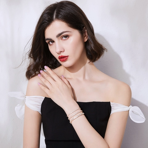 Klassisches Kupfer Zirkonia Tennis Armband Elegantes Glänzendes Rundschliff Stein Handgelenkband Für Damen Luxus Mode Schmuck Geschenk