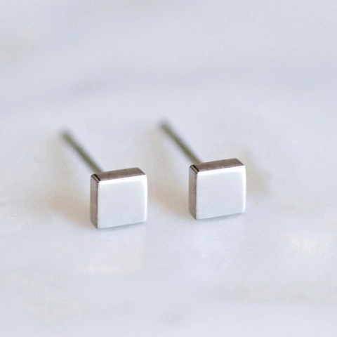 Pendientes de Botón Cuadrados de Acero Inoxidable 316L para Mujeres Hombres Pendientes Pequeños Geométricos Minimalistas Joyas