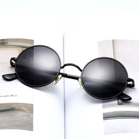 Gafas De Sol Polarizadas Redondas Retro Montura De Aleación De Cobre Protección UV400 Deporte Al Aire Libre Unisex