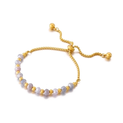 Bracciale Regolabile Con Perline Acciaio Inossidabile Vetro Sfaccettato Geometrico Minimalista Gioielli Di Moda Per Donna