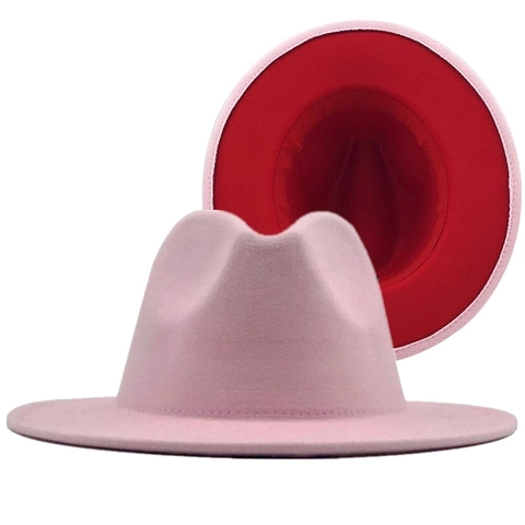 Fedora Hat Two Tone Contrast Color Wool Felt Wide Brim Vintage Jazz Panama Style For Men Women Classic Winter Fashionable