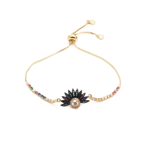 Böser Blick Armband Für Frauen Kupfer Mikro Pavé Bunte Zirkonia Verstellbare Kette Schmuck Geschenk Mode