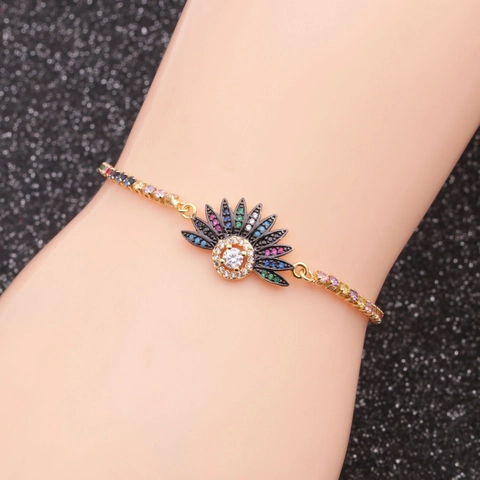 Böser Blick Armband Für Frauen Kupfer Mikro Pavé Bunte Zirkonia Verstellbare Kette Schmuck Geschenk Mode