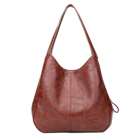 Borsa A Spalla Tote Da Donna Pelle PU Grande Capacità Design A Giunture Borsa A Mano Retrò Scomparti Multipli Casual