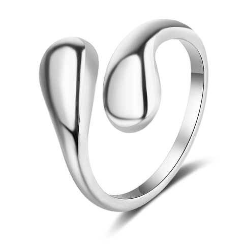 Minimalistische Dubbele Druppel Open Ring Gepolijst Geometrisch Koperen Dames Sieraden