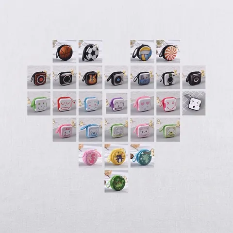 Mini Coin Purse Tinplate Earphone Case Hard Shell Storage Bag With Lanyard Retro Camera Cartoon Pattern Zippered Small Wallet