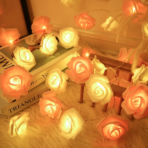 LED Rose Flower String Lights PE Foam Fairy Lights USB Or Battery Operated For Wedding Christmas Party Home Decor Glow