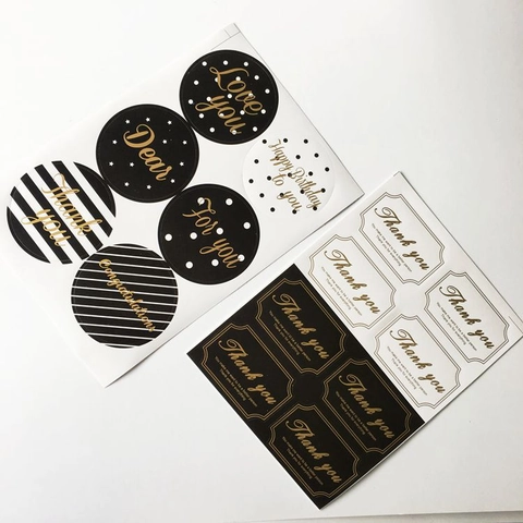 Gold Stamping Decorative Labels For Gift Wrapping Sealing Stickers Birthday Christmas Thank You Adhesive Paper
