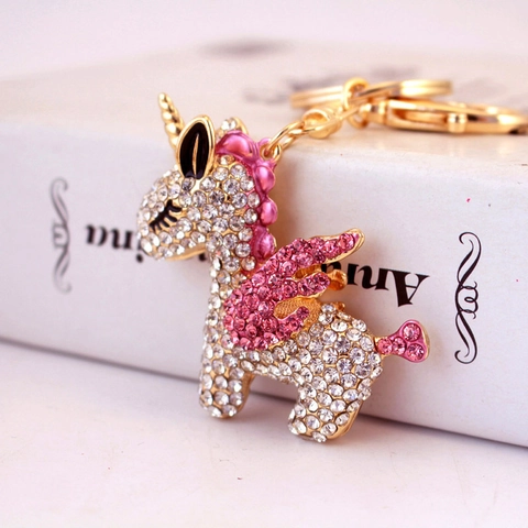 Simpatico Portachiavi con Unicorno in Strass di Cristallo Ciondolo per Borsa in Lega di Zinco Regalo per Donne Ragazze