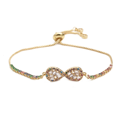 Bracciale Cuore Infinito Rame Colorato Micro Pave Zirconi Catena Regolabile Slider Gioielli Di Moda Per Donne