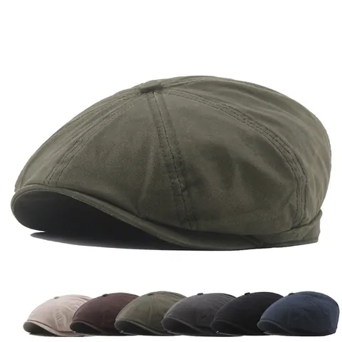 Retro Schirmmütze Herren Damen Baumwolle Verstellbar Britischer Stil Schiebermütze Outdoor Freizeit Vintage-Look
