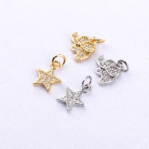 Simple Copper Micro Inlaid Zircon Pendant Necklace Star Elephant Shape Fashion Jewelry Accessories For Women