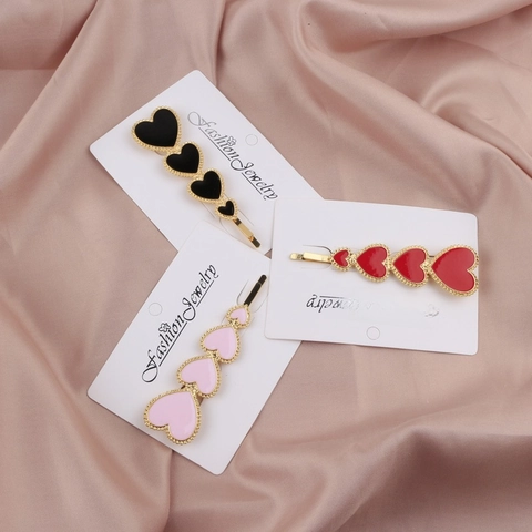 Barrette Cheveux Coeur Émail Alliage Clip Latéral Frange Épingle Style Coréen Mode Douce Accessoires Femmes Filles