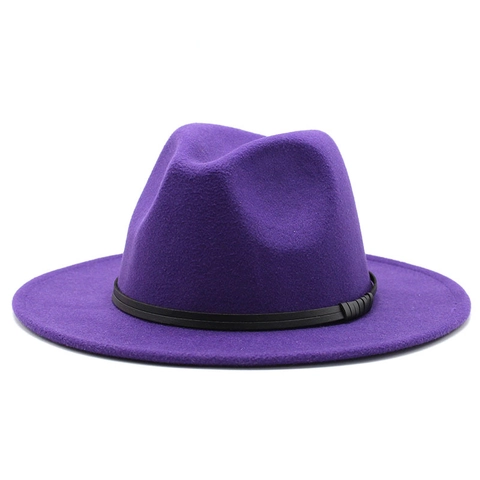 Klassieke Wollen Vilt Fedora Hoed Voor Heren Dames Vintage Brede Rand Jazz Hoed Met Riem Minimalistisch Effen Kleur