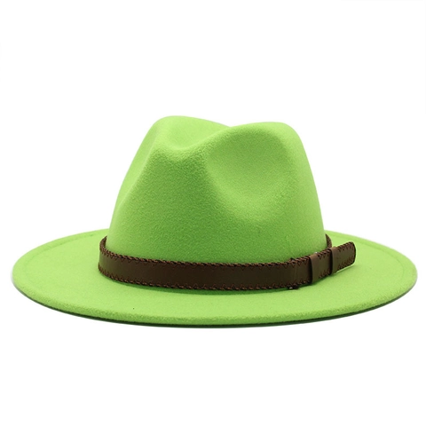 Fedora Hat Wool Felt Wide Brim Flat Top Vintage Jazz Cap With Stitching Leather Band For Men Women
