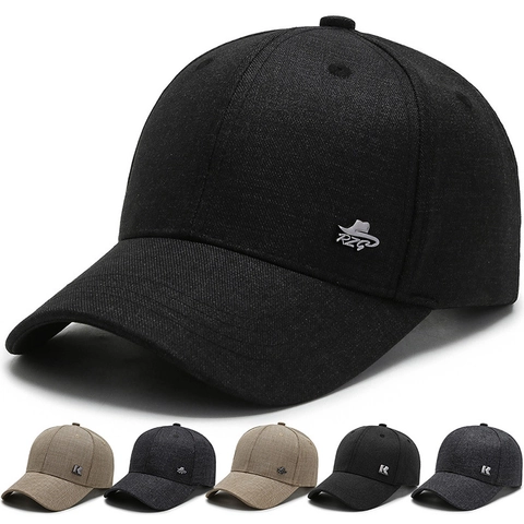 Herren Baumwolle Baseball Cap Mit Metall Logo Verstellbare Schnalle Outdoor Sonnenschutz Casual Gebogene Krempe Hut