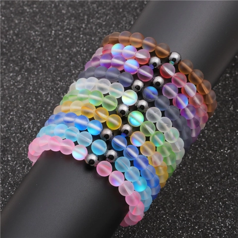 Handmade Copper Zirconia Inlaid Beaded Bracelet For Men Women Artificial Moonstone Hematite Healing Energy Jewelry Bracelet