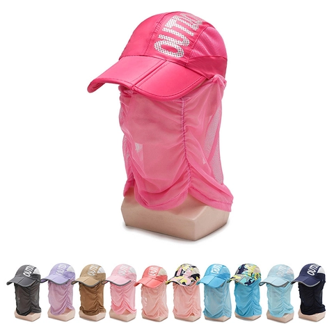 Outdoor Zonnehoed Met Gezicht Nekflap Ademend Mesh Sneldrogend Opvouwbaar Wandelen Vissen Baseballcap
