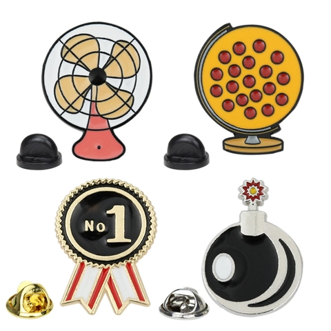Juego de Broches de Esmalte de Personalidad de Aleación de Zinc Ventilador Eléctrico Globo Medalla N.º 1 Bomba Insignia para Mochila Ropa Joyería Unisex