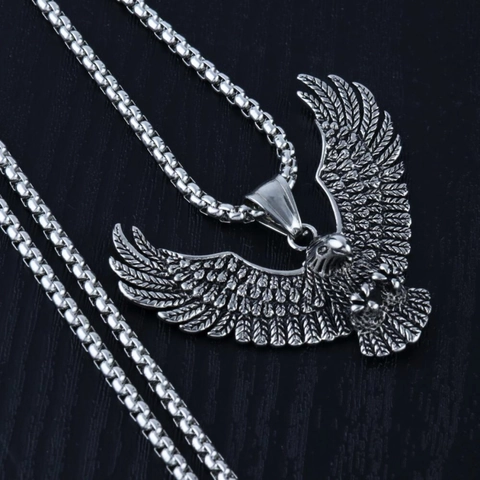 Vintage Edelstahl Adler Anhänger Halskette Für Herren Punk Rock Stern Schere Charms Schmuck Antik Silber Box Kette