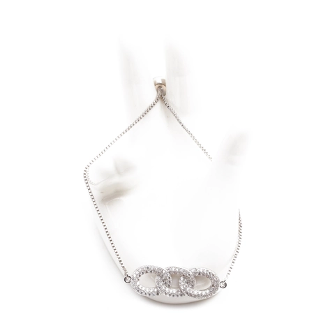 Pulsera De Círculos Entrelazados De Cobre Micro Pavé Circonita Cadena Deslizante Ajustable Joyería Para Mujer