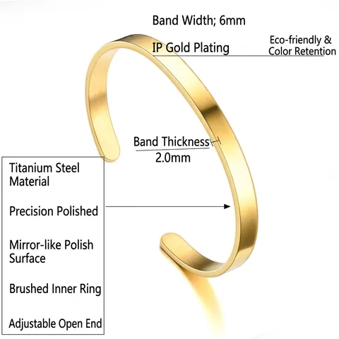 Minimalist Stainless Steel Open Cuff Bracelet For Women Geometric C-Shaped Polished Bangle Fashion Daily Jewelry Accessorie Gift