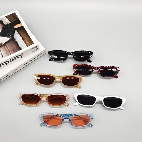 Occhiali Da Sole Retro Cat Eye Da Donna Montatura PC Protezione UV400 Stretto Vintage Stile Ins