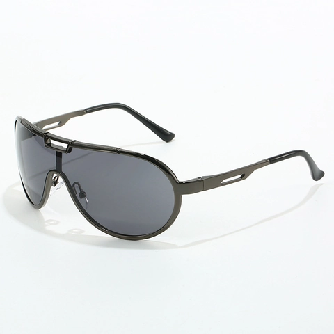 Occhiali Da Sole Aviatore Shield Oversize Montatura In Metallo Polarizzati Protezione UV400 Moda Vintage Unisex