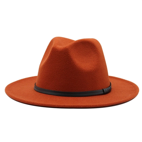 Klassieke Wollen Vilt Fedora Hoed Voor Heren Dames Vintage Brede Rand Jazz Hoed Met Riem Minimalistisch Effen Kleur
