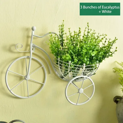 Bicycle Wall Hanging Decor Iron Flower Basket European Style Metal Plant Holder Rack Home Living Room Decoration