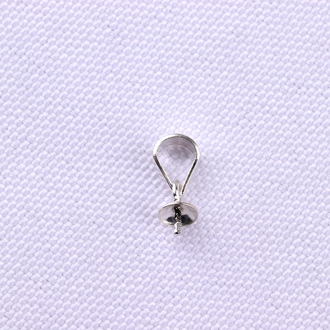 925 Sterling Silver Pendant Bail Connector Cup With Pin For Artificial Pearl Jade DIY Jewelry Findings Handmade Making Accessories