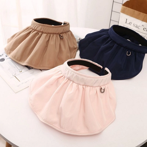 Visiera Parasole Pieghettata Da Donna Cappello A Tesa Larga Pieghevole Spiaggia Senza Corona Stile Cerchietto