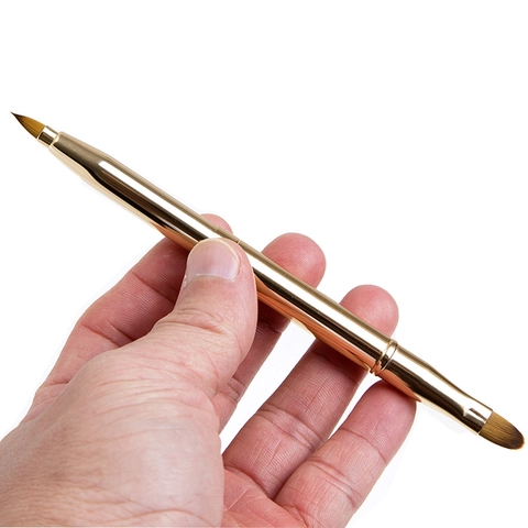 Double-Ended Retractable Lip Brush Portable Concealer Brush With Cap Synthetic Fiber Bristles Metal Handle Makeup Tool