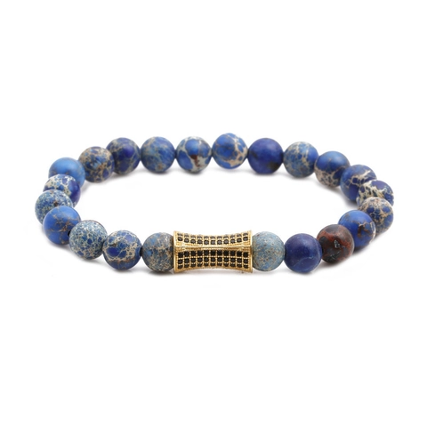 Pulsera De Cuentas De Piedra Emperador Con Accesorios De Cobre Y Micro Circón Joyería De Moda Para Hombre Y Mujer