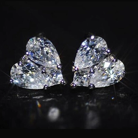 Orecchini A Lobo A Forma Di Cuore Zirconia Cubica Scintillante Base In Rame Gioielli Eleganti Da Donna