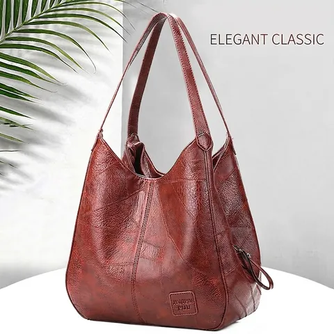 Borsa A Spalla Tote Da Donna Pelle PU Grande Capacità Design A Giunture Borsa A Mano Retrò Scomparti Multipli Casual