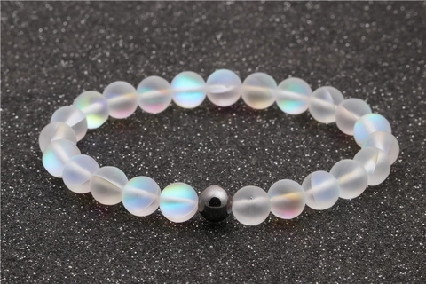 Handmade Copper Zirconia Inlaid Beaded Bracelet For Men Women Artificial Moonstone Hematite Healing Energy Jewelry Bracelet