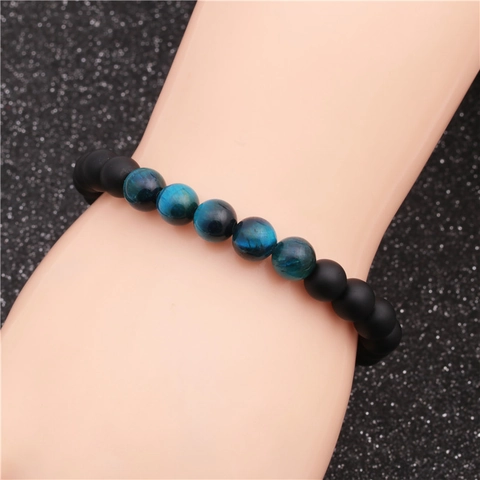 Bracciale Di Perline In Pietra Occhio Di Tigre Opaca Naturale Elastico Gioielli Energia Per Uomo Donna Moda