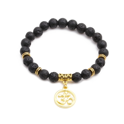 Bracciale Di Perle In Pietra Lavica Con Ciondolo Albero Della Vita Loto Simbolo Om Gioielli Elastici Per Uomini Donne