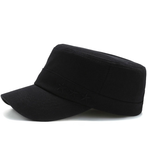 Herren Vintage Reine Baumwolle Cadet Cap Flache Militär Mütze Stern Stickerei Verstellbar Sonnenschutz Outdoor