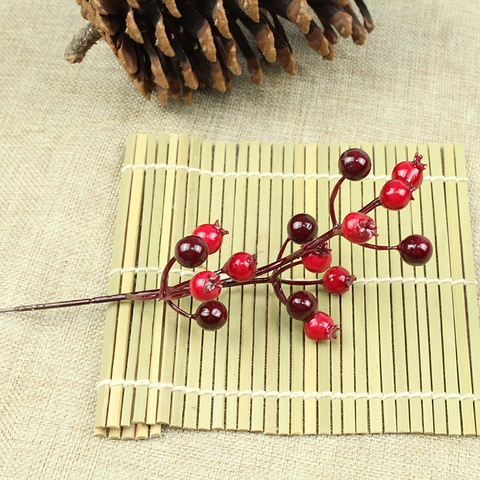 Künstliche Rote Beerenstiele Schaumstoff Glänzende Granatapfelzweige Weihnachtsbaumschmuck DIY Heim Vasen Dekoration