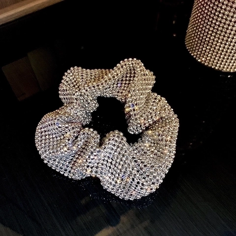 Elastico Per Capelli Con Strass Scintillanti Supporto Per Coda Di Cavallo In Cristallo Moda Copricapo Per Donne Accessorio Elegante