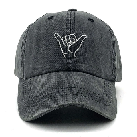 Casquette De Baseball En Coton Lavé Rétro Délavé Shaka Signe Broderie Réglable Protection Solaire Pour Hommes Femmes