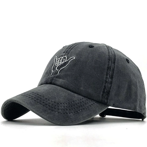 Casquette De Baseball En Coton Lavé Rétro Délavé Shaka Signe Broderie Réglable Protection Solaire Pour Hommes Femmes